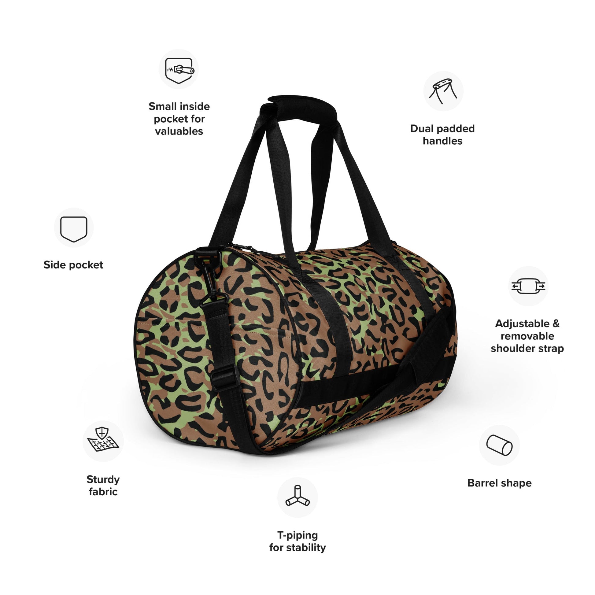 Congo (Zaire) Leopard Spot CAMO Gym Bag