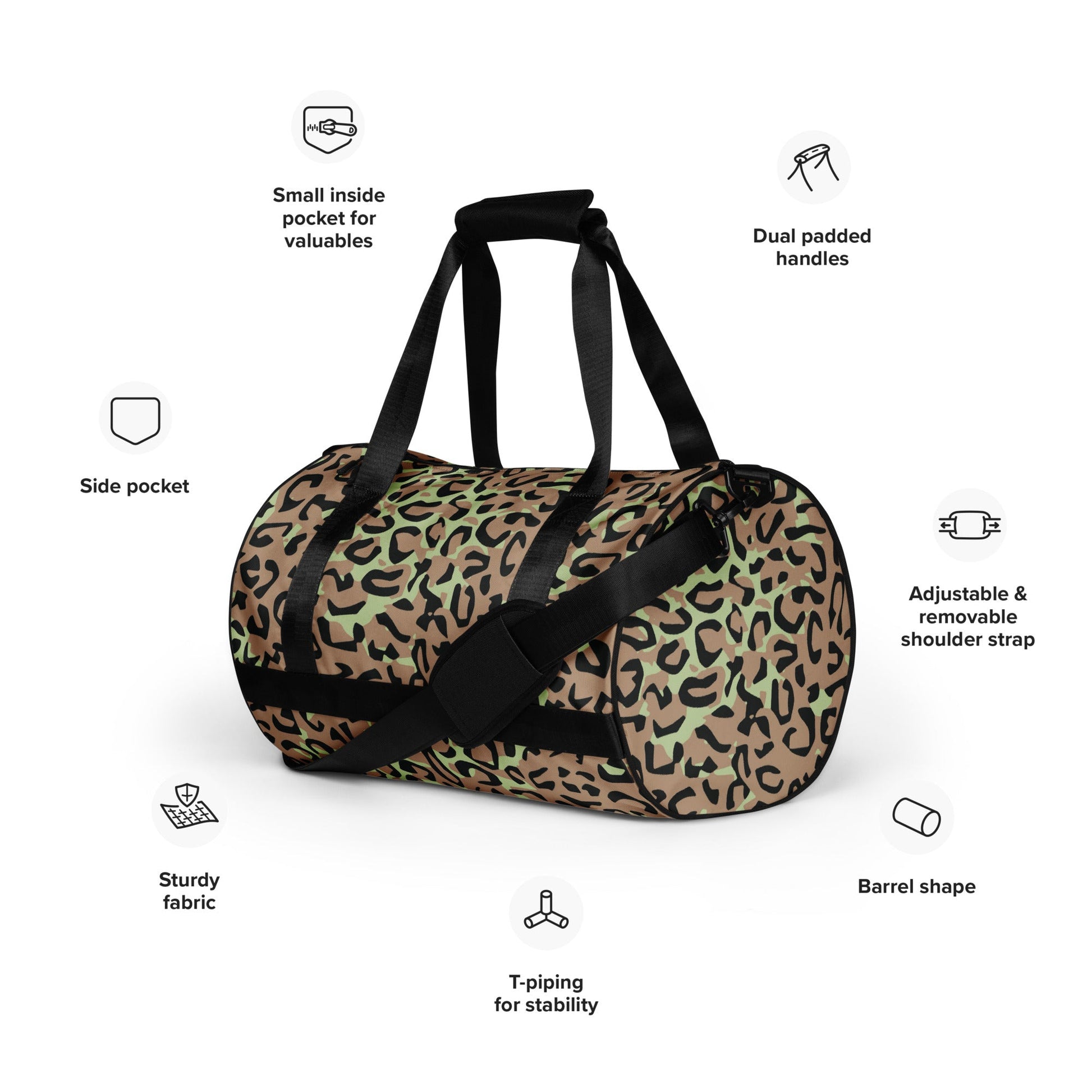 Congo (Zaire) Leopard Spot CAMO Gym Bag