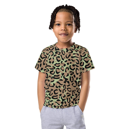 Congo (Zaire) Leopard Spot CAMO Kids crew neck t-shirt - 2T - Crew Neck T-shirt