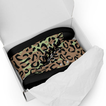 Congo (Zaire) Leopard Spot CAMO Men’s high top canvas shoes - Mens High Top Canvas Shoes