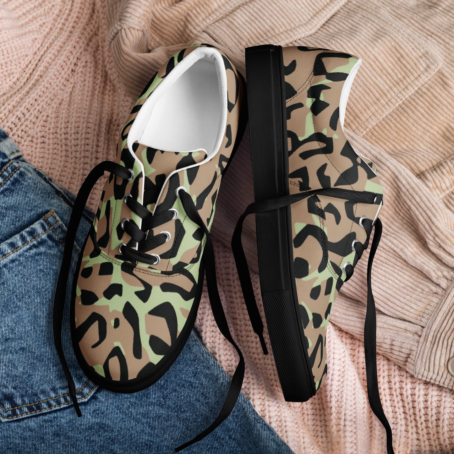 Congo (Zaire) Leopard Spot CAMO Mens Lace-Up Canvas Shoes - Lace-up
