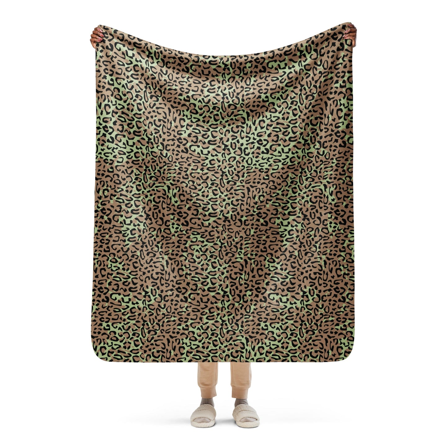 Congo (Zaire) Leopard Spot CAMO Sherpa Blanket - 50″×60″