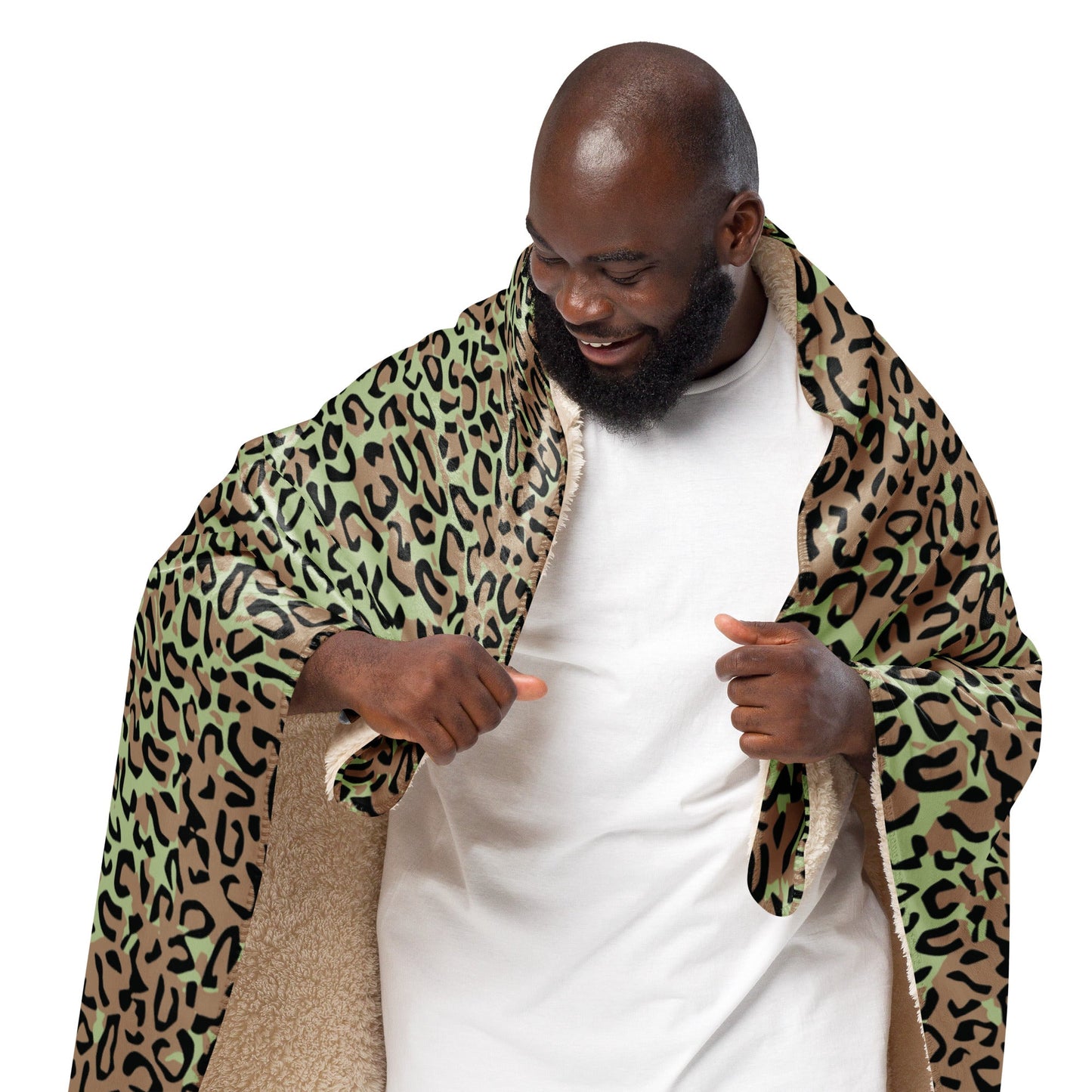 Congo (Zaire) Leopard Spot CAMO Sherpa Blanket