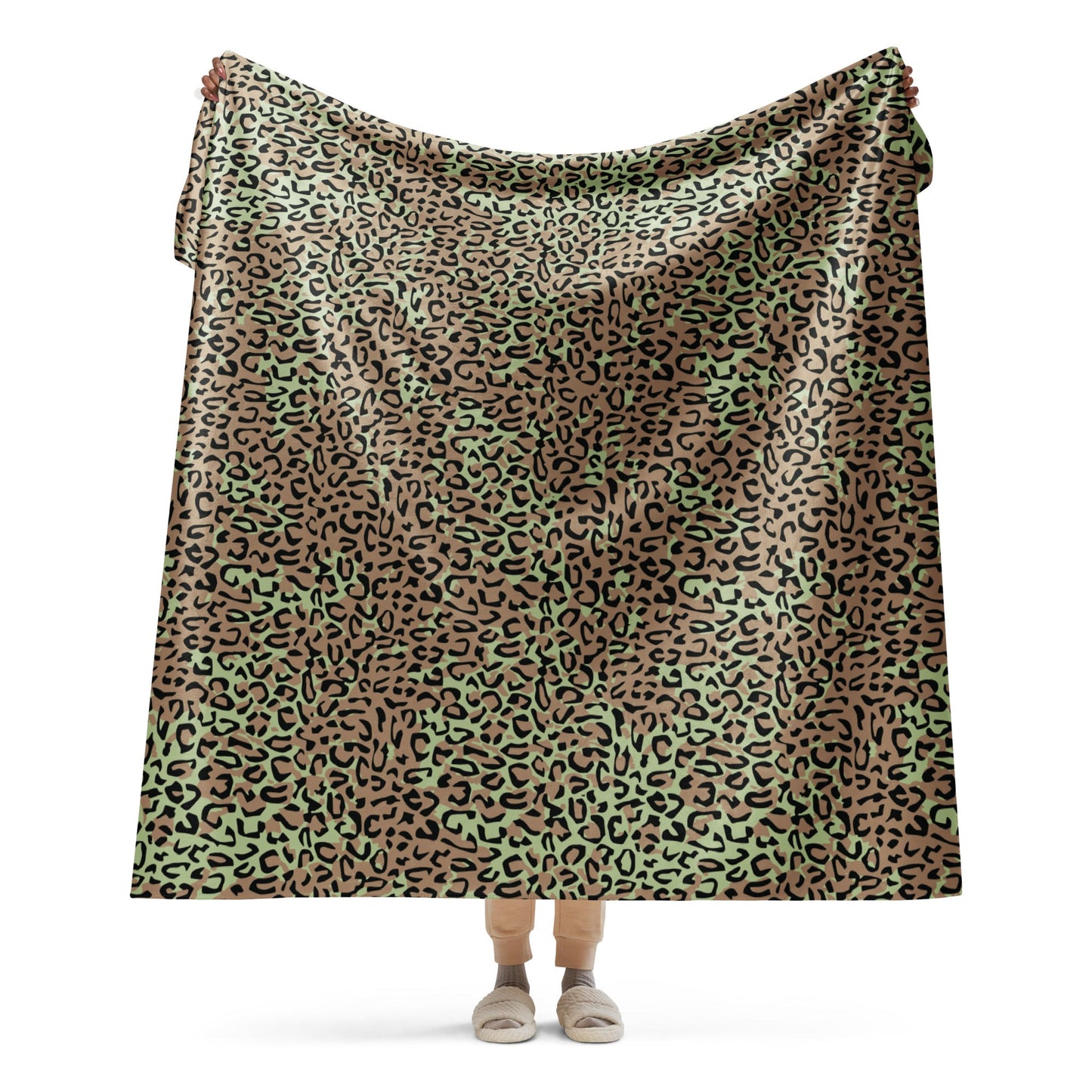 Congo (Zaire) Leopard Spot CAMO Sherpa Blanket - 60″×80″