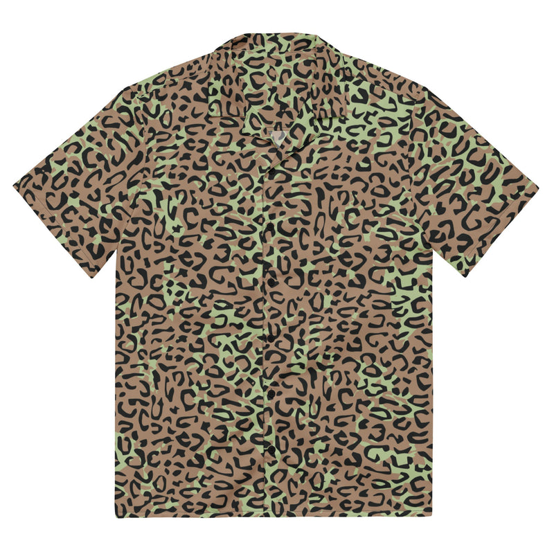 Leopard Spot Zaire CAMO Unisex Short-Sleeve Button Shirt - 2XS - Button-Up