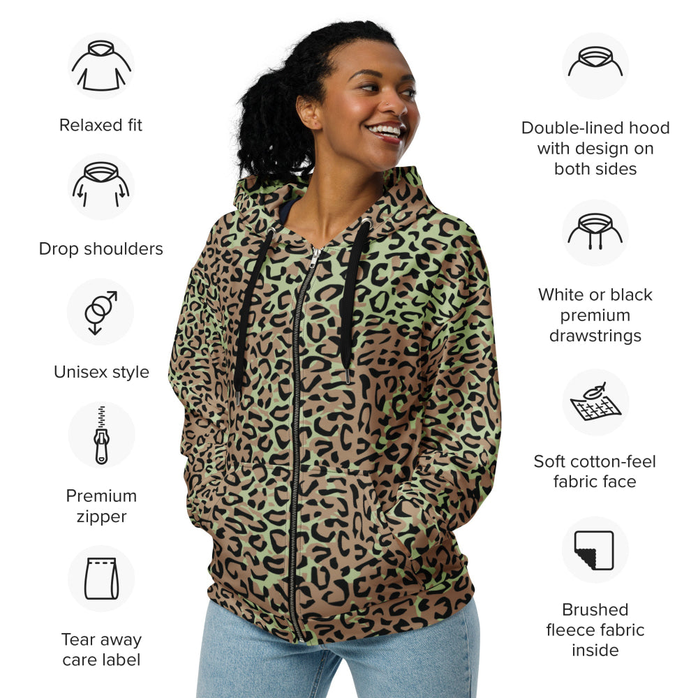 Congo (Zaire) Leopard Spot CAMO Unisex zip hoodie - Zip Hoodie