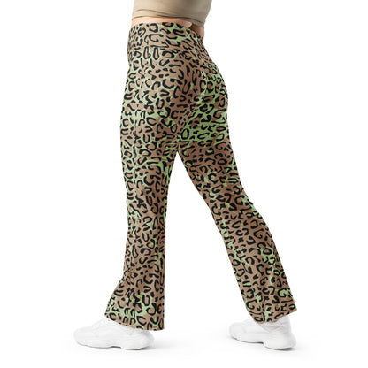 Congo (Zaire) Leopard Spot CAMO Womens Flare Leggings - 2XS