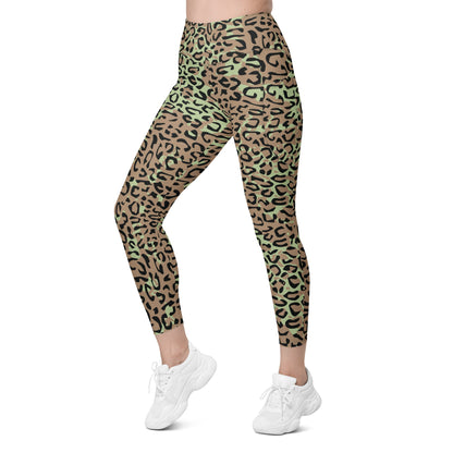 Congo (Zaire) Leopard Spot CAMO Womens Leggings with Pockets