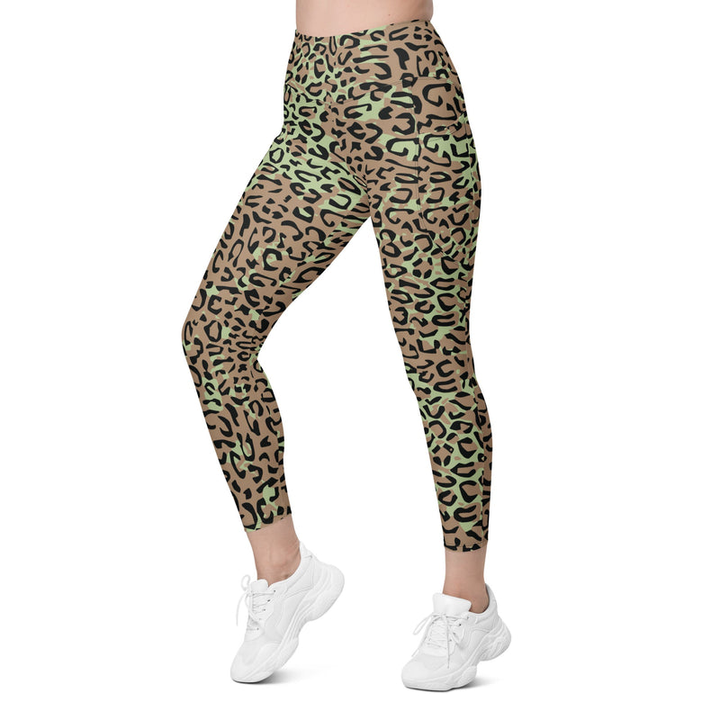 Leopard Spot Zaire CAMO Womens Leggings with Pockets - Women