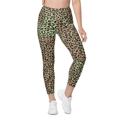 Congo (Zaire) Leopard Spot CAMO Womens Leggings with Pockets
