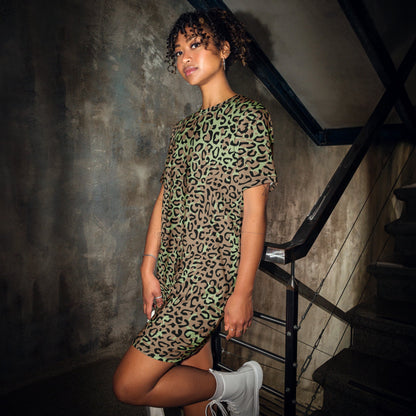 Congo (Zaire) Leopard Spot CAMO Womens T-Shirt Dress - 2XS