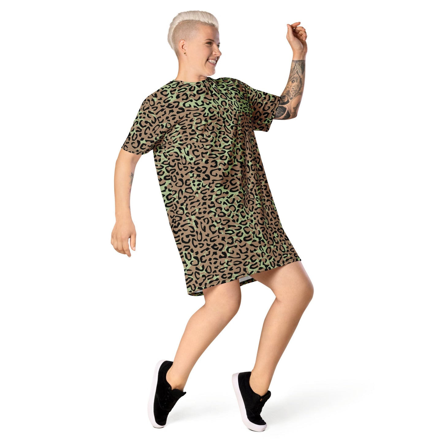 Congo (Zaire) Leopard Spot CAMO Womens T-Shirt Dress