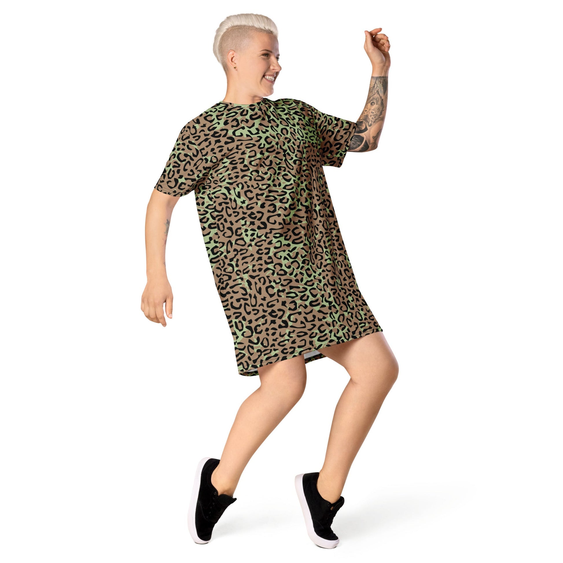 Congo (Zaire) Leopard Spot CAMO Womens T-Shirt Dress