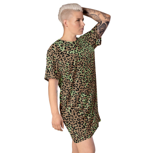 Congo (Zaire) Leopard Spot CAMO Womens T-Shirt Dress
