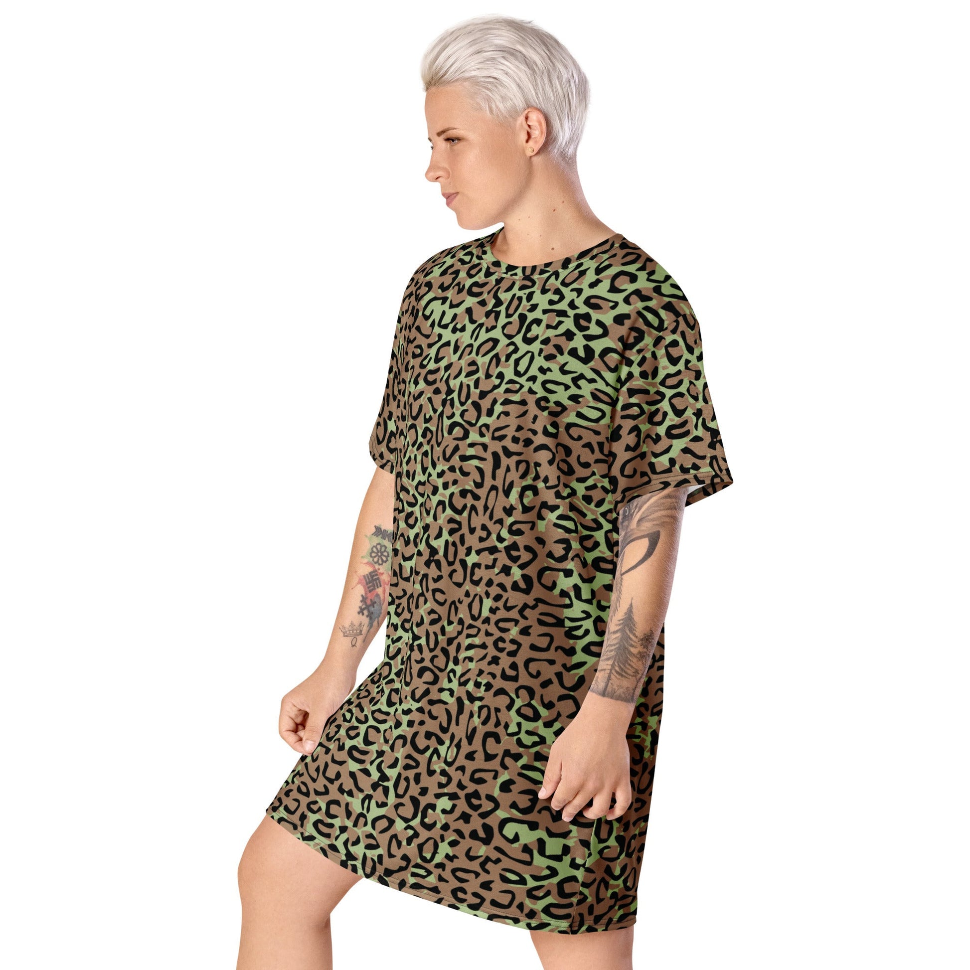 Congo (Zaire) Leopard Spot CAMO Womens T-Shirt Dress