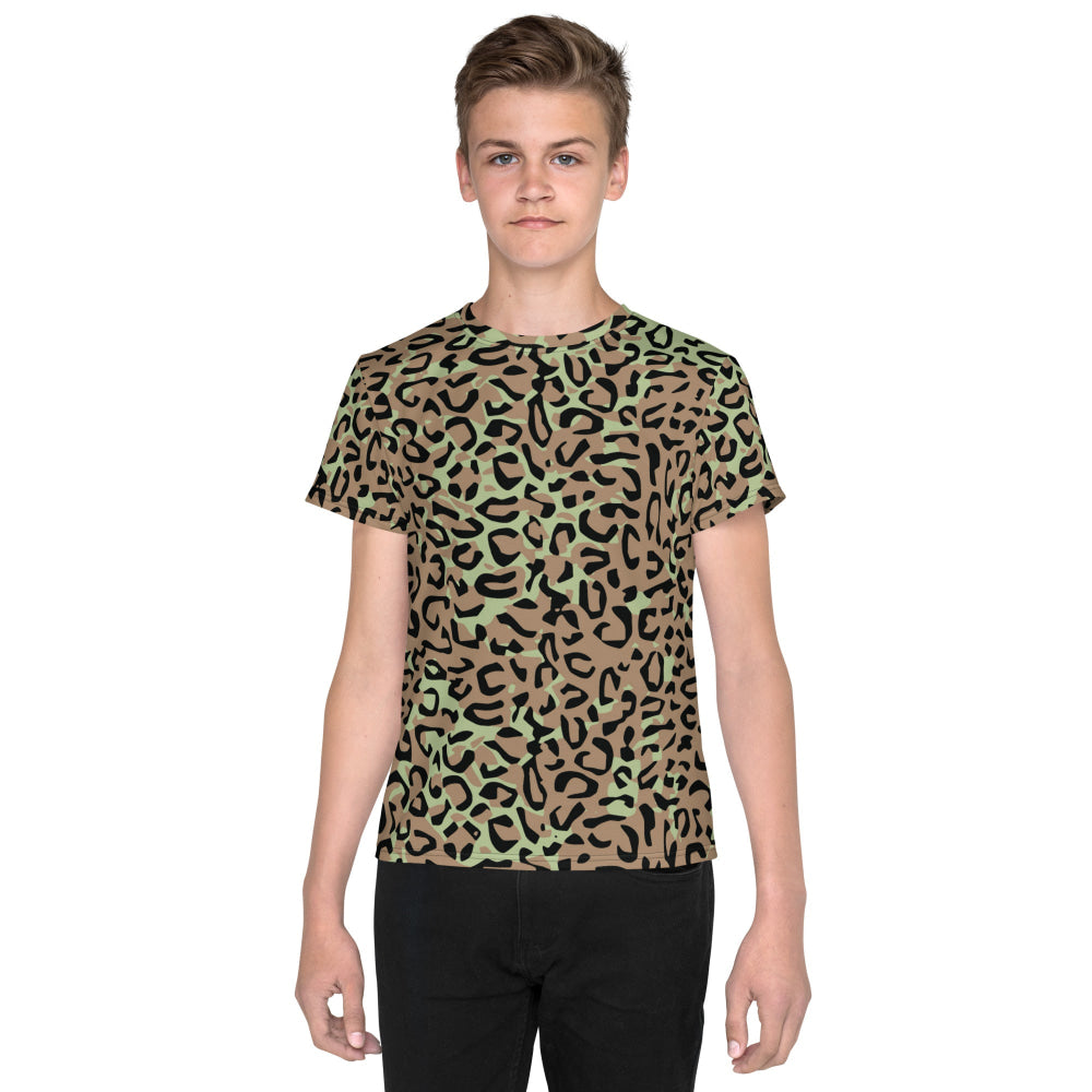 Congo (Zaire) Leopard Spot CAMO Youth crew neck t-shirt - 8 - Crew Neck T-shirt