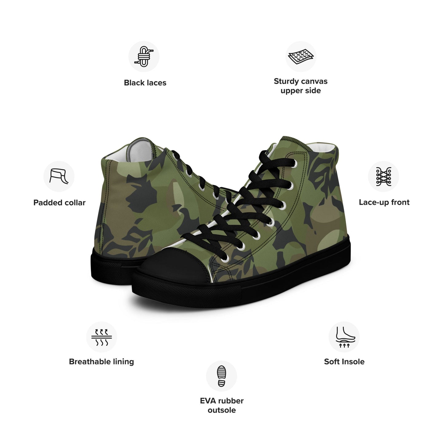 Cuban Elm Leaf Special Troops CAMO Mens high top canvas shoes - High Top Canvas Shoes