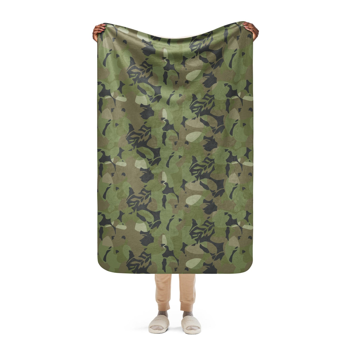 Cuban Elm Leaf Special Troops CAMO Sherpa Blanket - 37″×57″