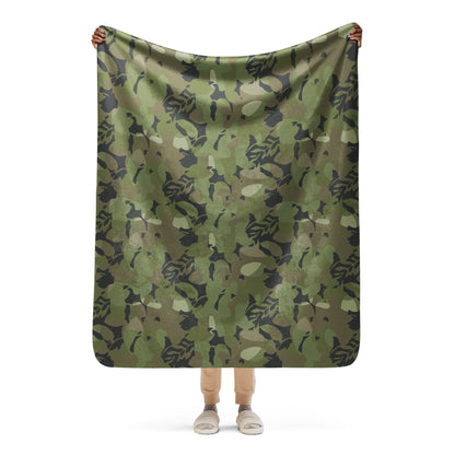 Cuban Elm Leaf Special Troops CAMO Sherpa Blanket - 50″×60″