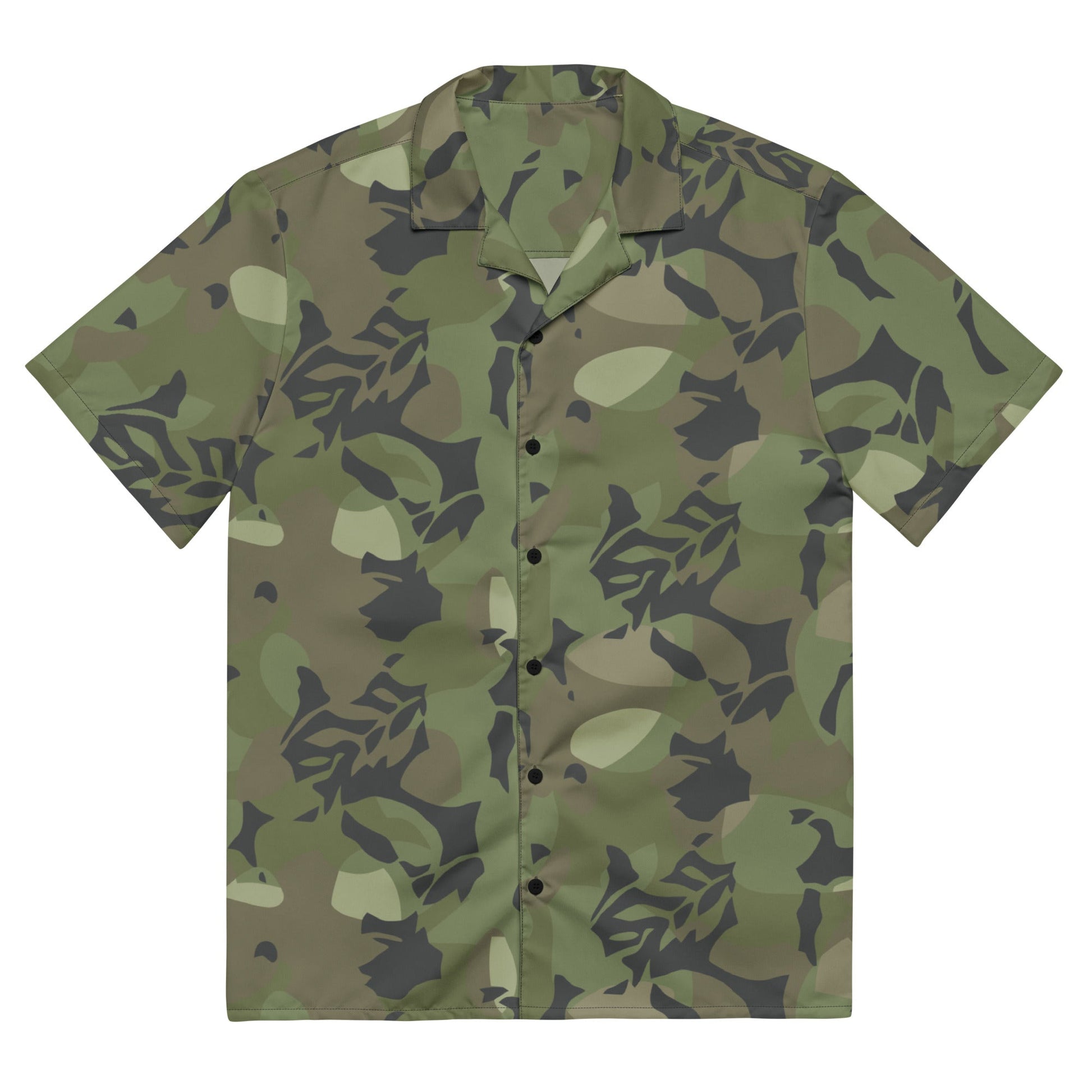 Cuban Elm Leaf Special Troops CAMO Unisex Short-Sleeve Button Shirt - 2XS