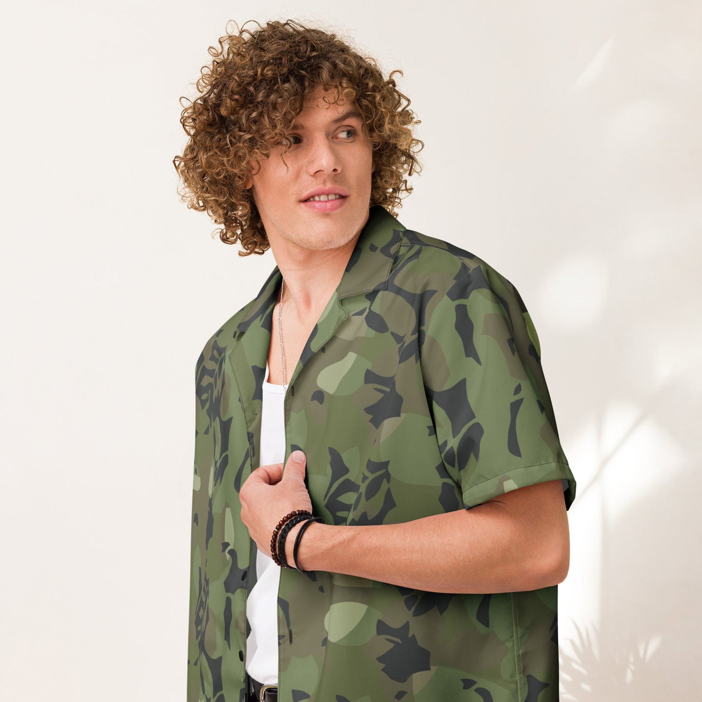 Cuban Elm Leaf Special Troops CAMO Unisex Short-Sleeve Button Shirt