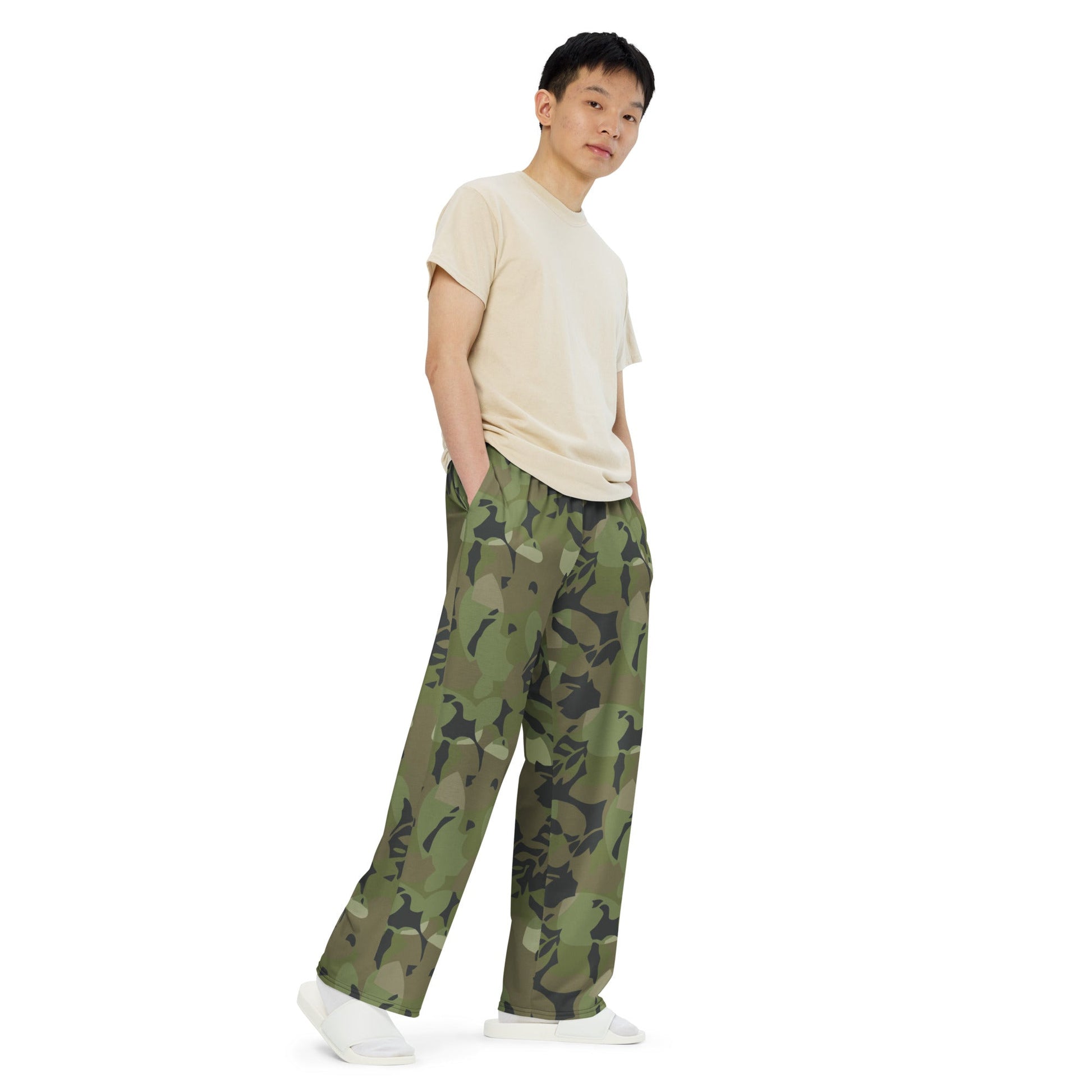 Cuban Elm Leaf Special Troops CAMO unisex wide leg pants Wide Pants