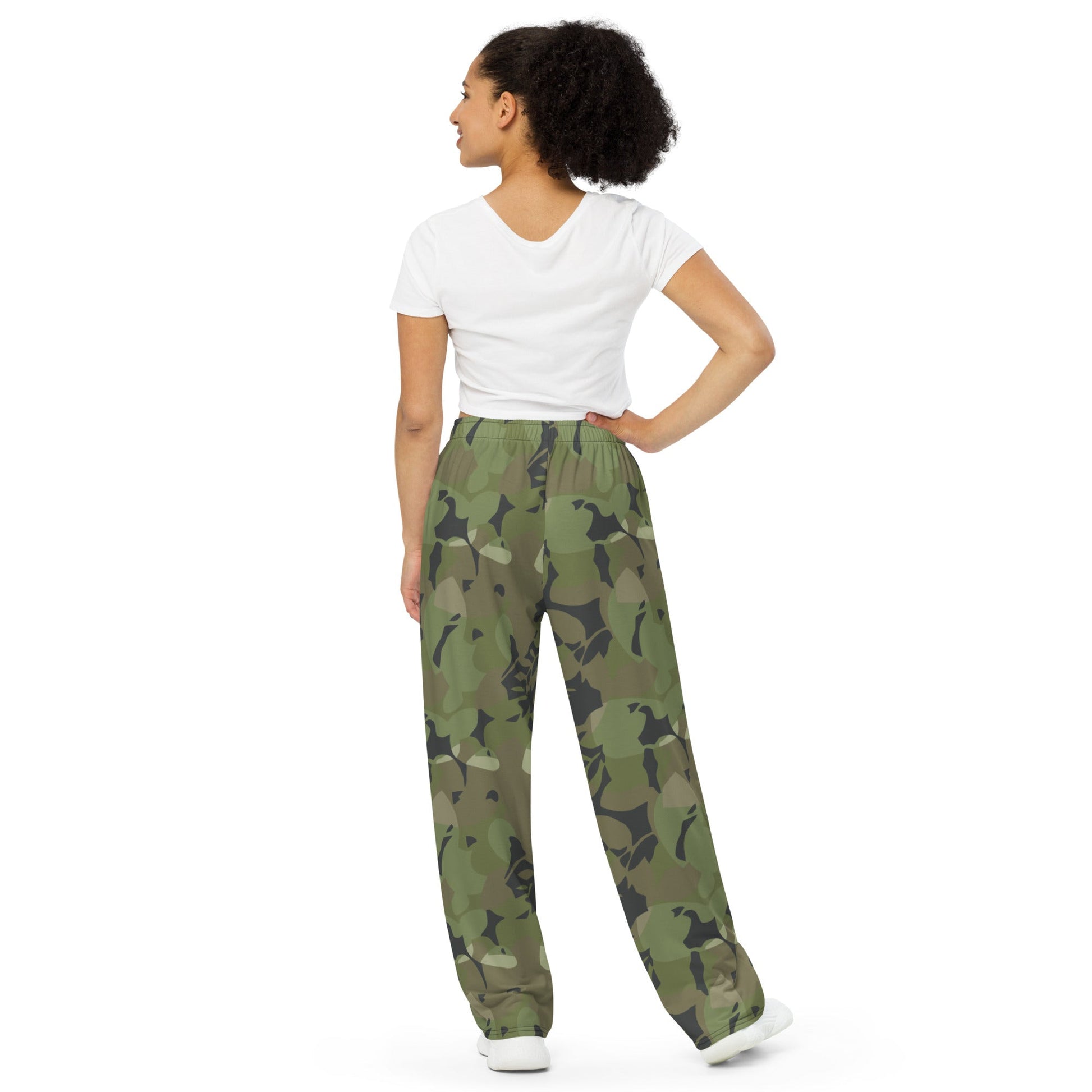 Cuban Elm Leaf Special Troops CAMO unisex wide leg pants Wide Pants
