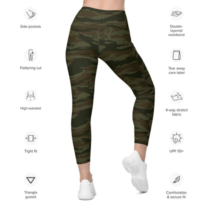 Cuban Lizard Olive CAMO Leggings with pockets - Womens With Pockets