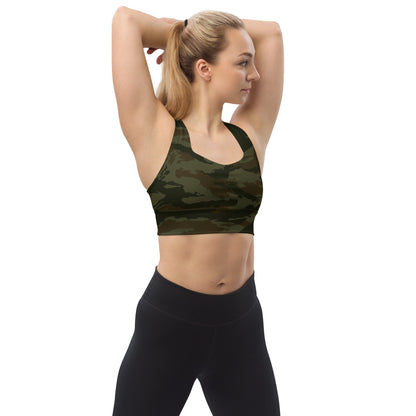 Cuban Lizard Olive CAMO Longline sports bra - XS - Womens Sports Bra