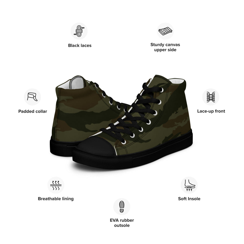 Cuban Lizard Olive CAMO Men’s high top canvas shoes - Mens High Top Canvas Shoes