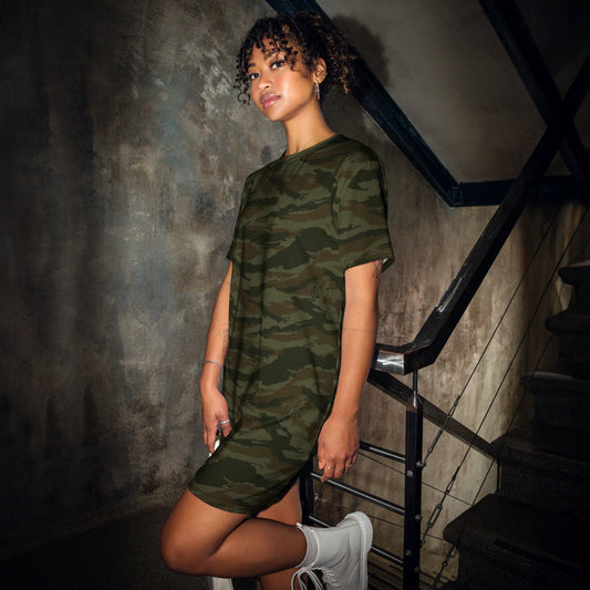 Cuban Lizard Olive CAMO T-shirt dress - 2XS - Womens T-Shirt Dress