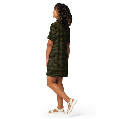 Cuban Lizard Olive CAMO T-shirt dress - Womens T-Shirt Dress