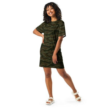 Cuban Lizard Olive CAMO T-shirt dress - Womens T-Shirt Dress