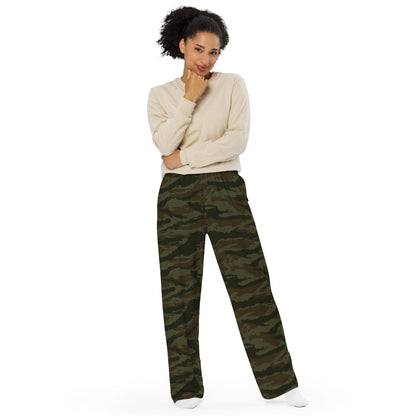 Cuban Lizard Olive CAMO unisex wide-leg pants - Unisex Wide-Leg Pants