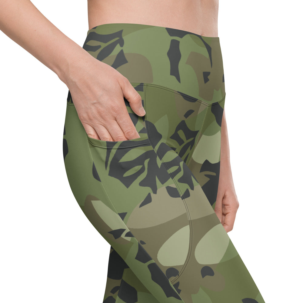 Cuban Special Troops Elm Leaf CAMO Leggings with pockets - Womens With Pockets