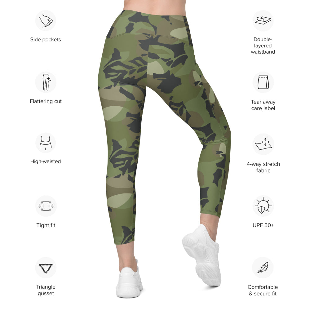 Cuban Special Troops Elm Leaf CAMO Leggings with pockets - Womens With Pockets