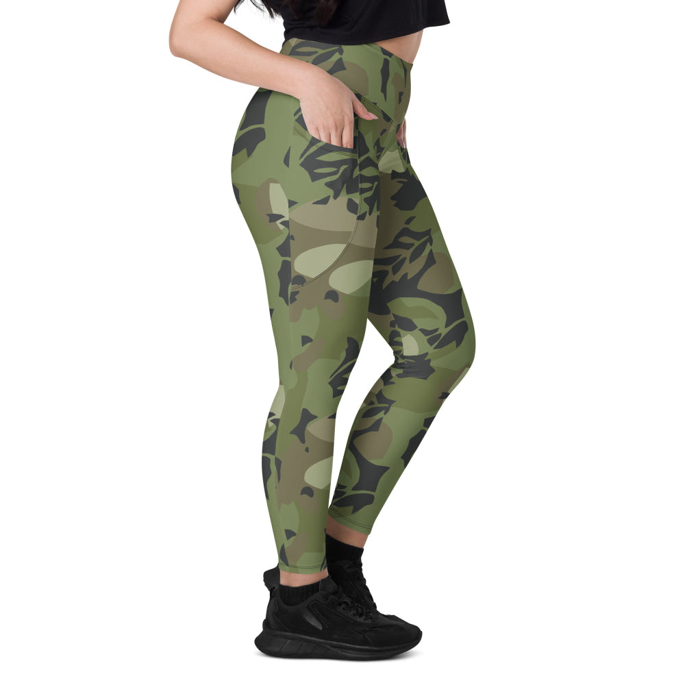 Cuban Special Troops Elm Leaf CAMO Leggings with pockets - Womens With Pockets