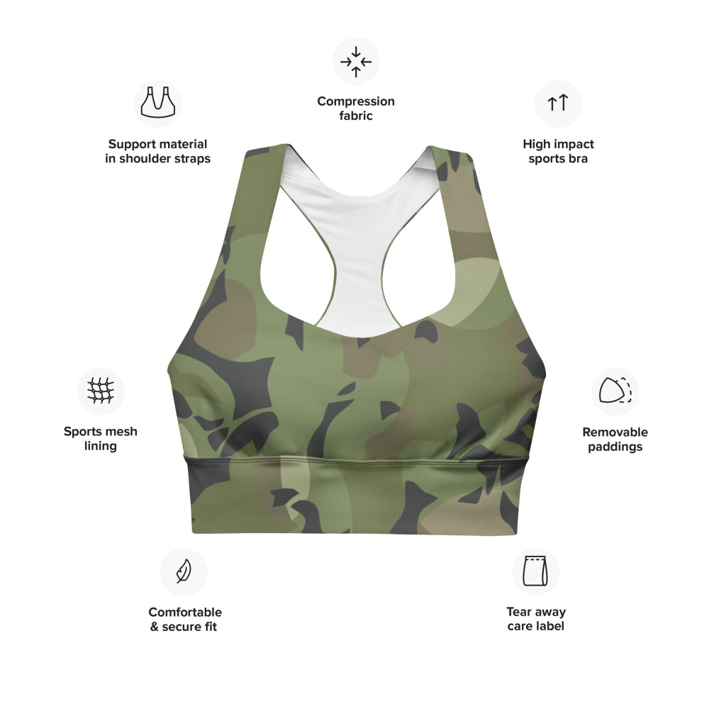 Cuban Special Troops Elm Leaf CAMO Longline sports bra - Womens Sports Bra