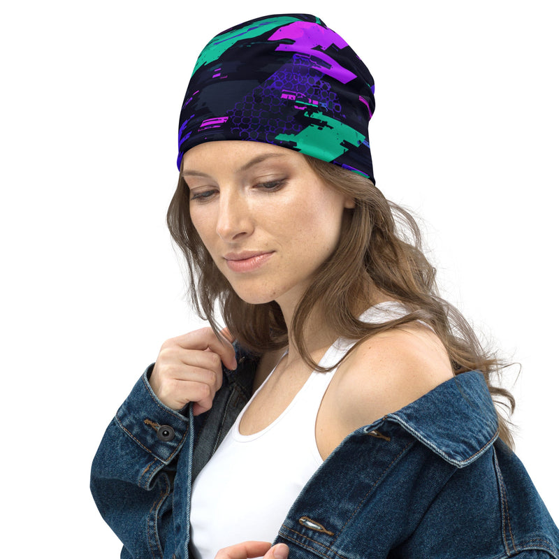 Cyberveil Iridescent Glitch CAMO Beanie - Head