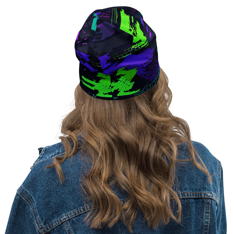 Cyberveil Iridescent Glitch CAMO Beanie - Head