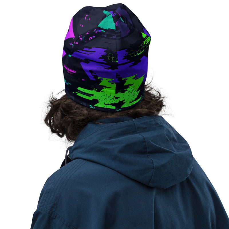 Cyberveil Iridescent Glitch CAMO Beanie - Head
