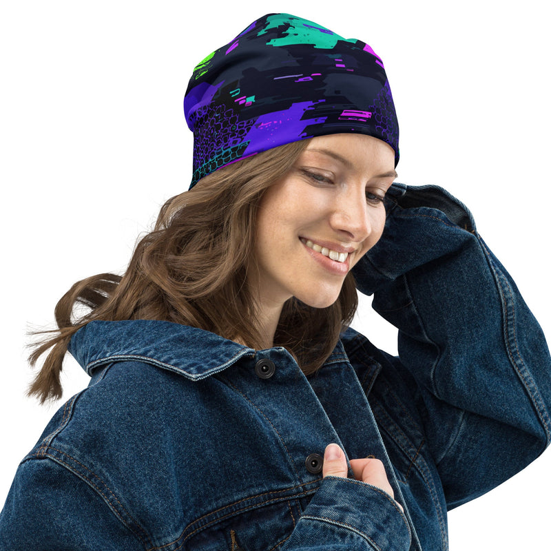 Cyberveil Iridescent Glitch CAMO Beanie - Head