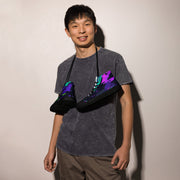 Cyberveil Iridescent Glitch CAMO Mens High-Top Canvas Shoes