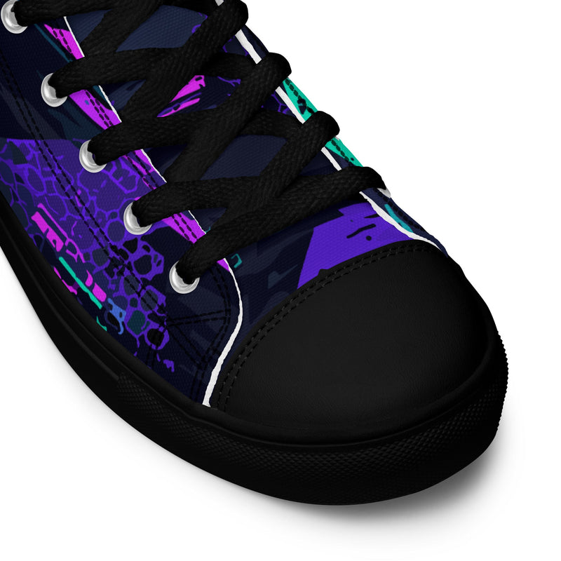 Cyberveil Iridescent Glitch CAMO Mens High-Top Canvas Shoes