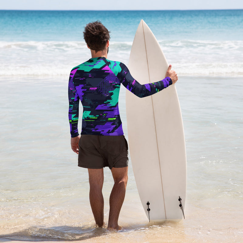 Cyberveil Iridescent Glitch CAMO Mens Long-Sleeve Rash Guard - LS