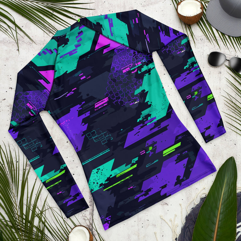Cyberveil Iridescent Glitch CAMO Mens Long-Sleeve Rash Guard - LS