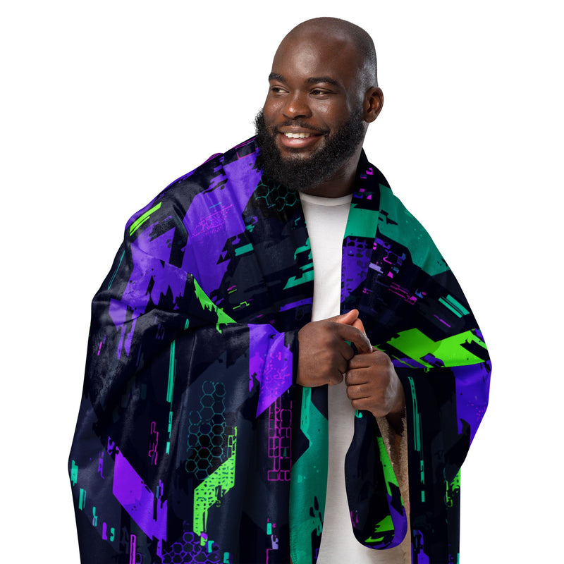 Cyberveil Iridescent Glitch CAMO Sherpa Blanket