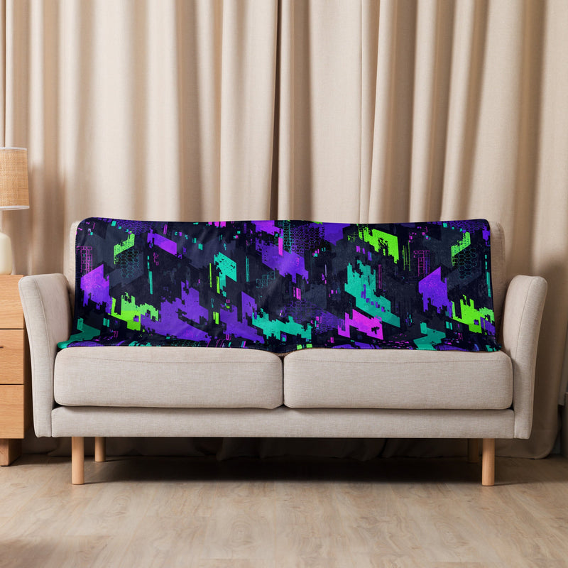 Cyberveil Iridescent Glitch CAMO Sherpa Blanket