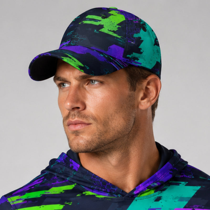 Cyberveil Iridescent Glitch CAMO Snapback Ball Cap - U / White - Head