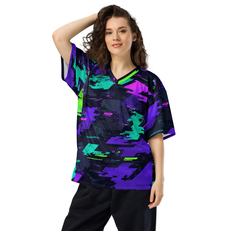 Cyberveil Iridescent Glitch CAMO Unisex American Football Jersey